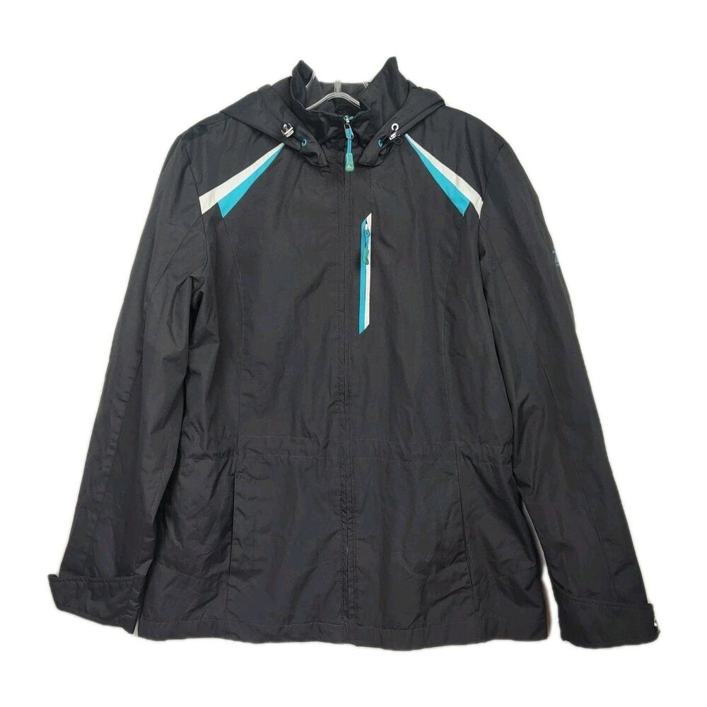 ZeroXPosure Full-Zip Jacket Women's M Gray w/ Blue Accents Hooded Pockets